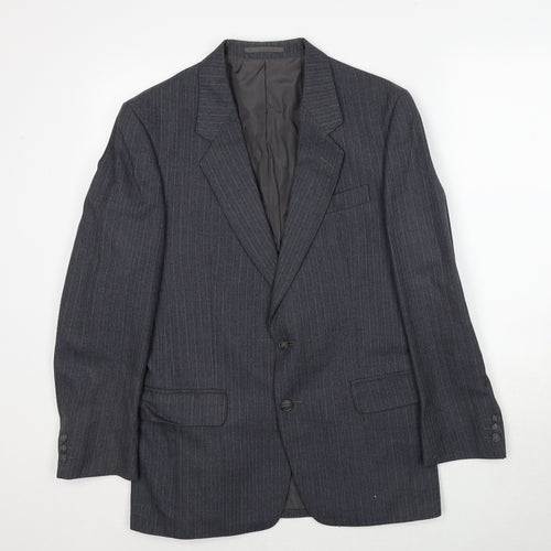 Hepworths Mens Grey Striped Wool Jacket Suit Jacket Size 38 Regular