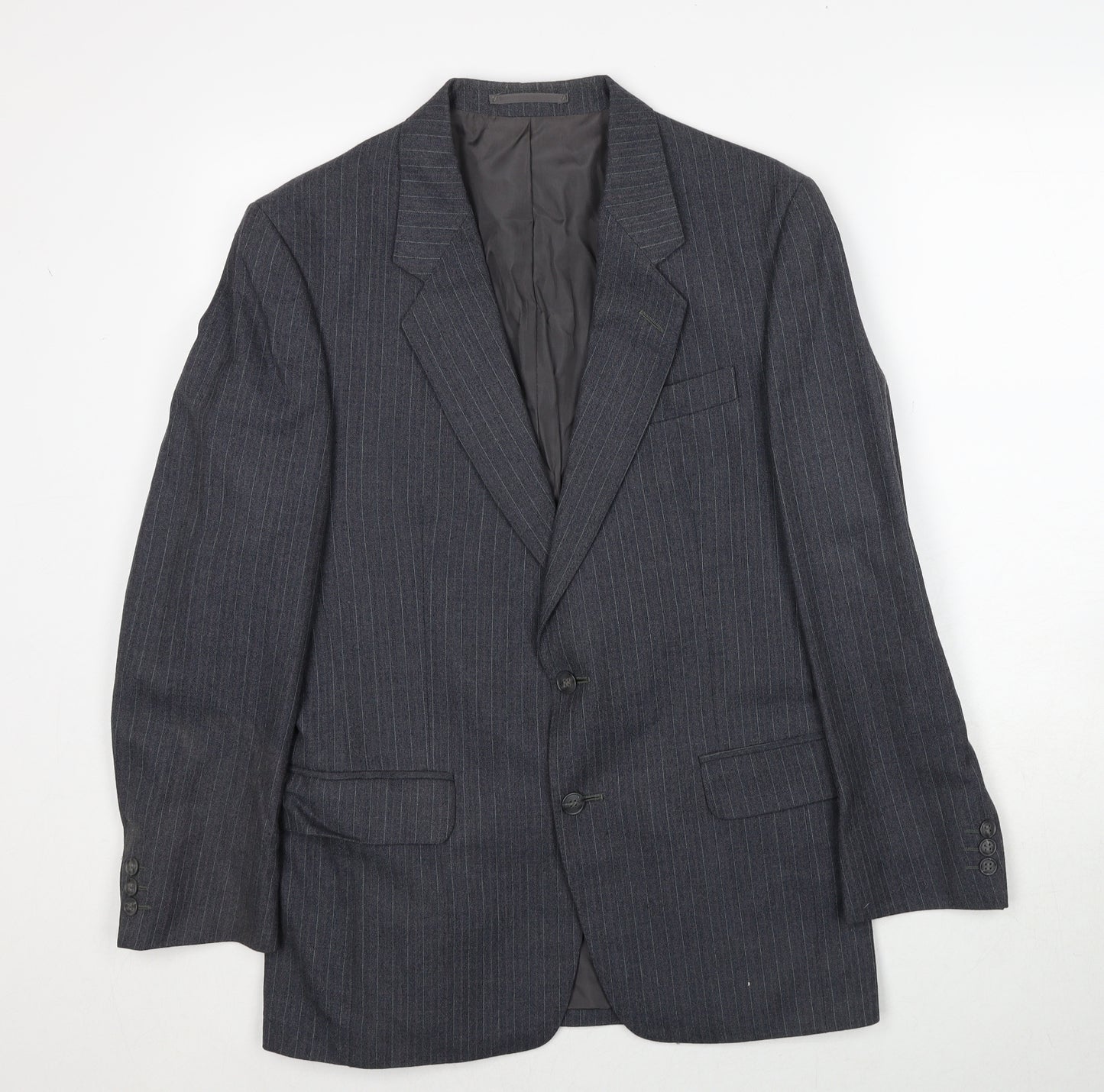 Hepworths Mens Grey Striped Wool Jacket Suit Jacket Size 38 Regular
