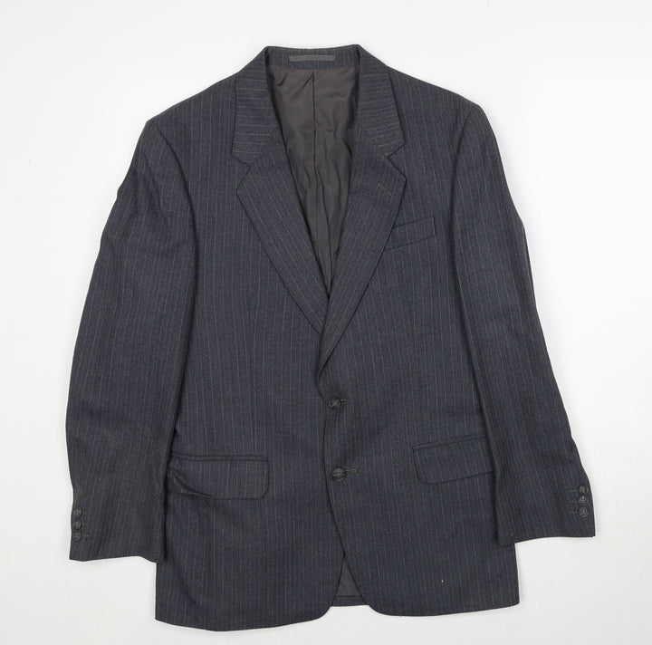 Hepworths Mens Grey Striped Wool Jacket Suit Jacket Size 38 Regular