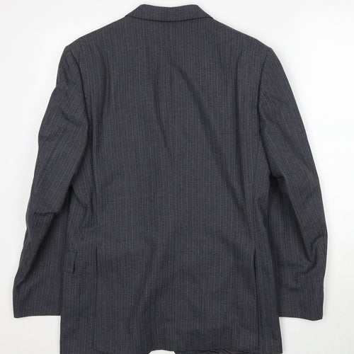 Hepworths Mens Grey Striped Wool Jacket Suit Jacket Size 38 Regular