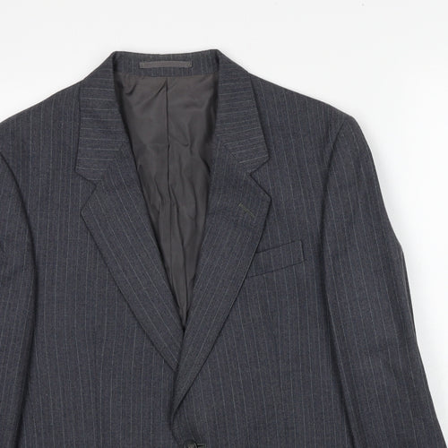 Hepworths Mens Grey Striped Wool Jacket Suit Jacket Size 38 Regular
