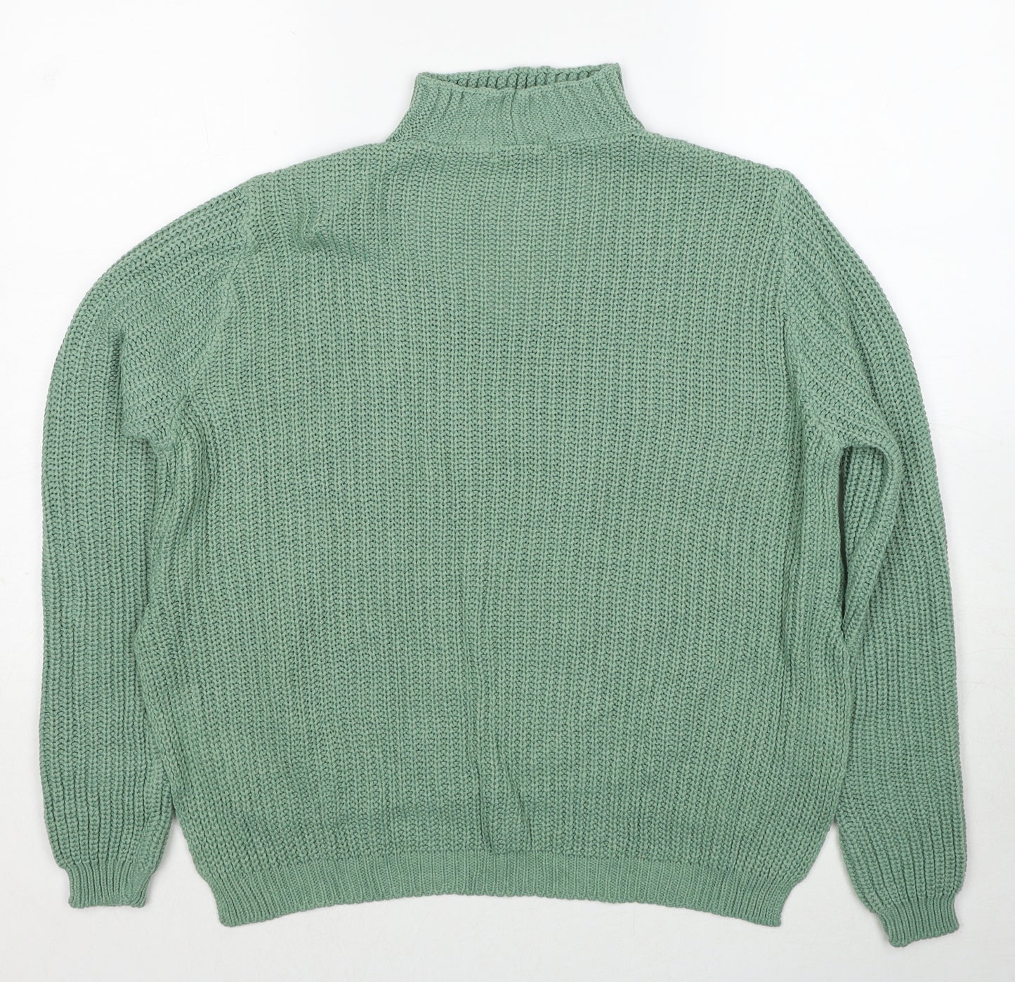 Boohoo Womens Green V-Neck Acrylic Pullover Jumper Size S