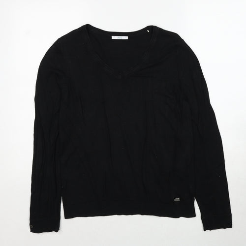 EDC Womens Black Round Neck Polyester Pullover Jumper Size L
