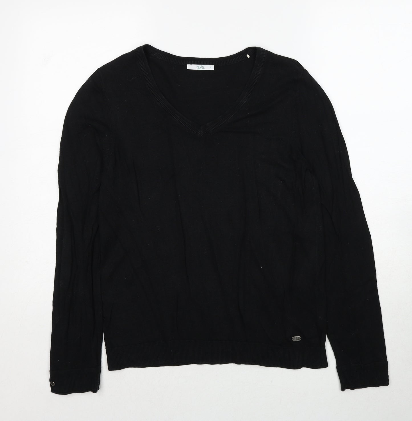 EDC Womens Black Round Neck Polyester Pullover Jumper Size L