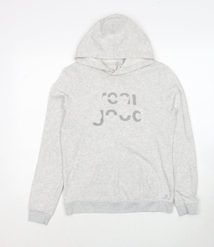 DECATHLON Womens Grey Cotton Pullover Hoodie Size M Pullover