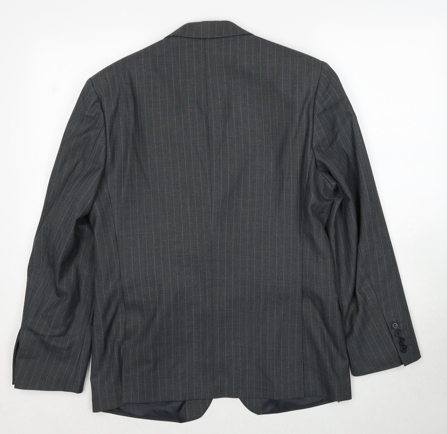 Burton Mens Grey Striped Polyester Jacket Suit Jacket Size 38 Regular