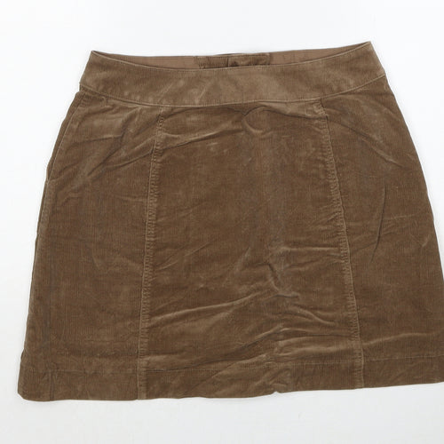 Uniqlo Womens Brown Cotton A-Line Skirt Size 26 in Button