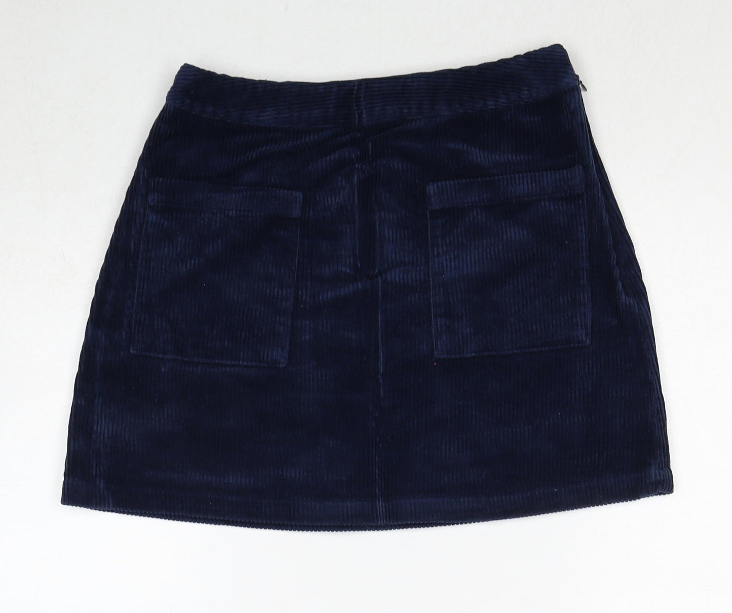 FOREVER 21 Womens Blue Cotton A-Line Skirt Size S Zip