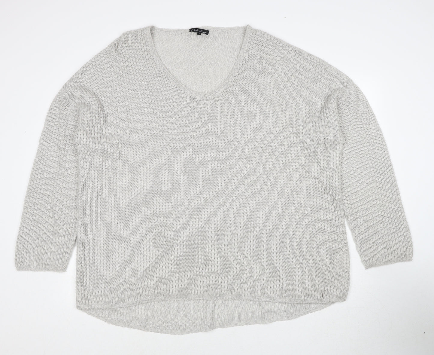 Mitcha Launge Womens Grey Scoop Neck Acrylic Pullover Jumper Size L