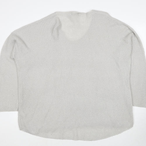 Mitcha Launge Womens Grey Scoop Neck Acrylic Pullover Jumper Size L