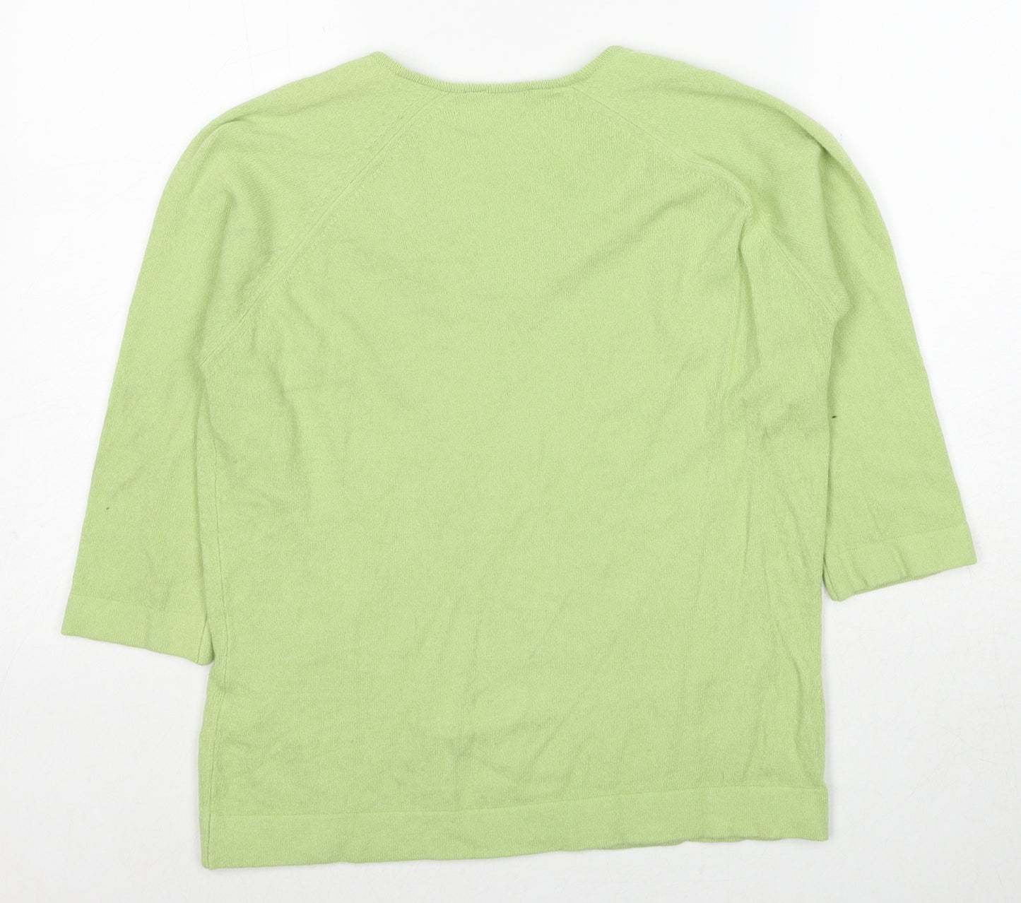 Marks and Spencer Womens Green V-Neck Acrylic Pullover Jumper Size 14