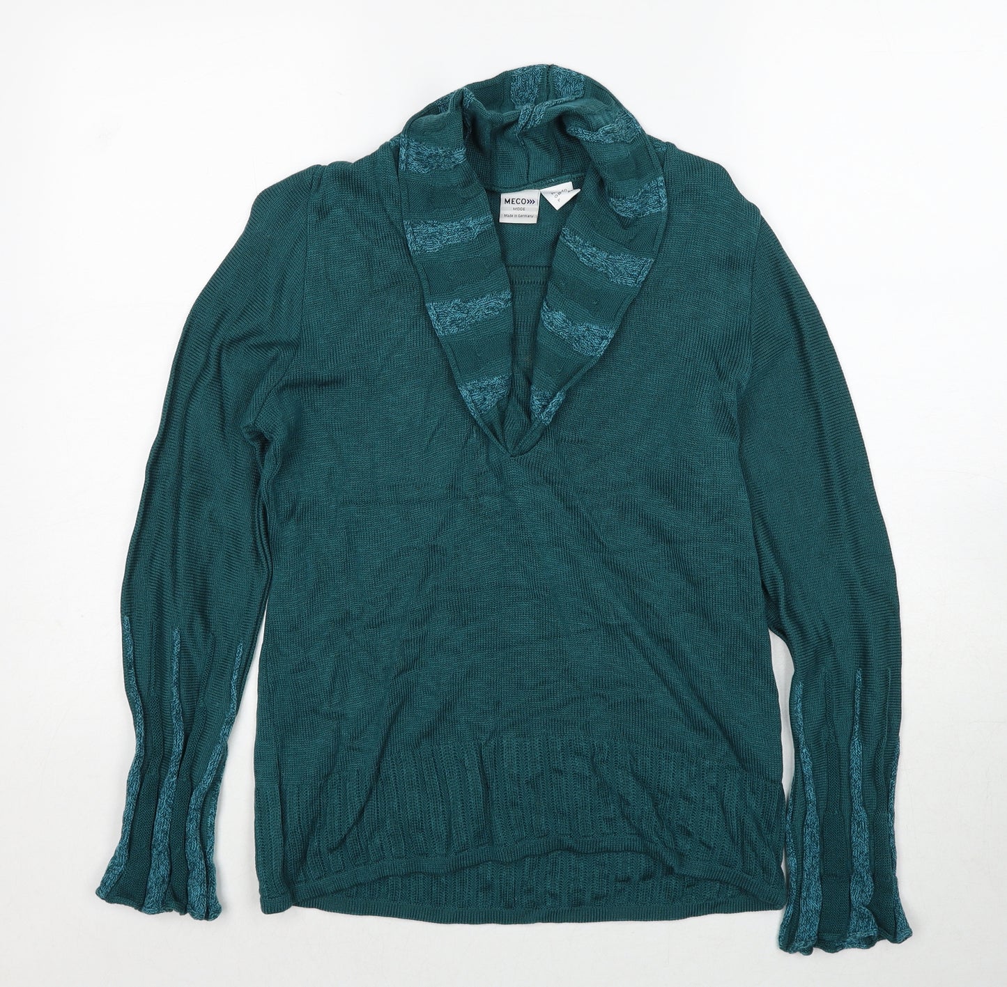 Meco Mode Womens Blue V-Neck Acrylic Pullover Jumper Size 14