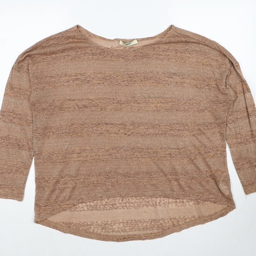 Oasis Womens Beige Round Neck Acrylic Pullover Jumper Size L