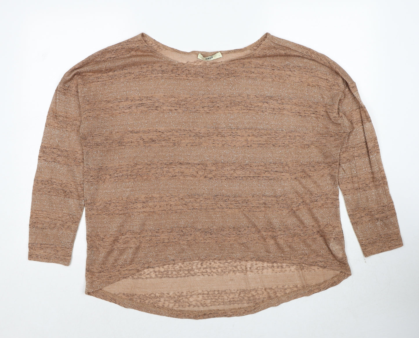 Oasis Womens Beige Round Neck Acrylic Pullover Jumper Size L