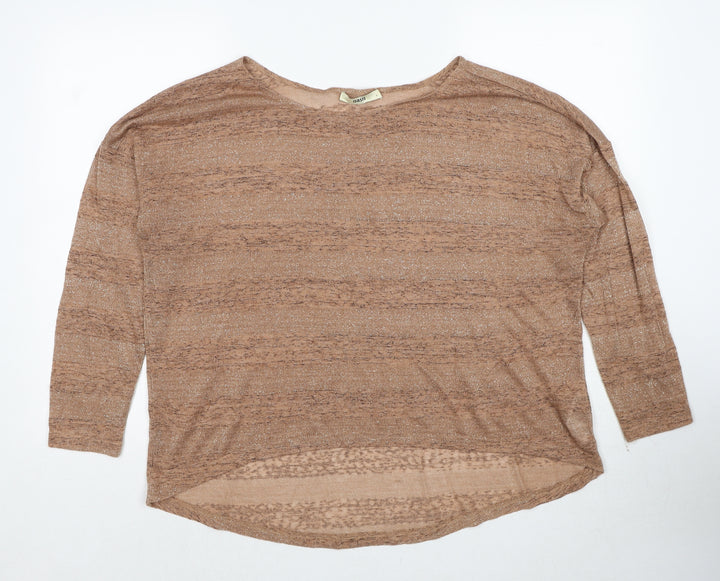 Oasis Womens Beige Round Neck Acrylic Pullover Jumper Size L