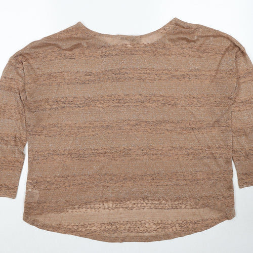 Oasis Womens Beige Round Neck Acrylic Pullover Jumper Size L