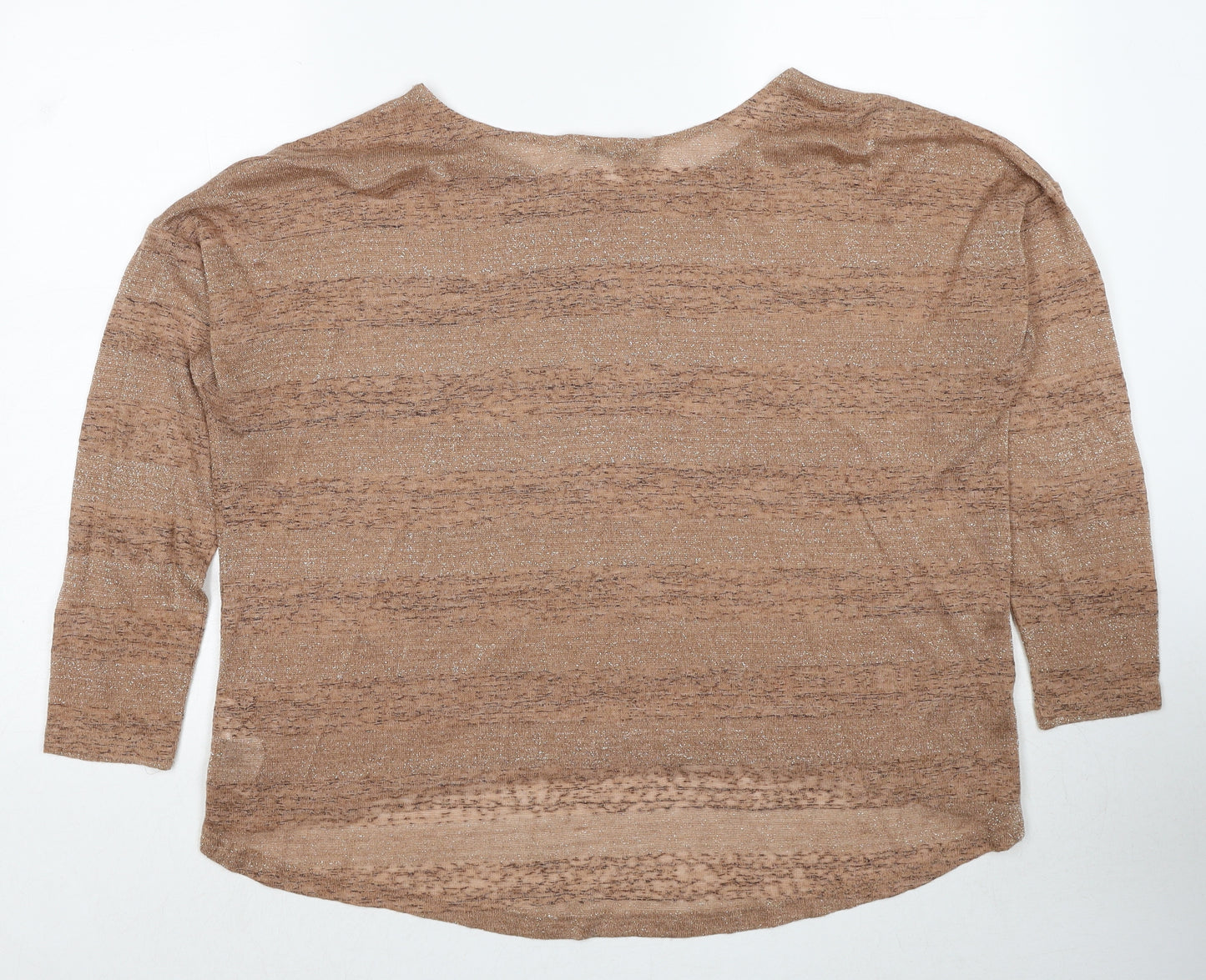 Oasis Womens Beige Round Neck Acrylic Pullover Jumper Size L