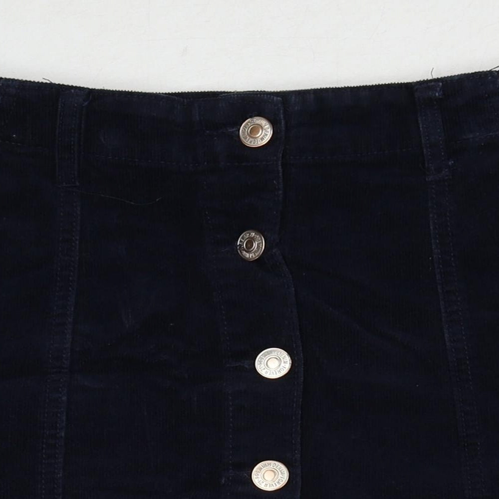 FOREVER 21 Womens Blue Cotton A-Line Skirt Size 26 in Button
