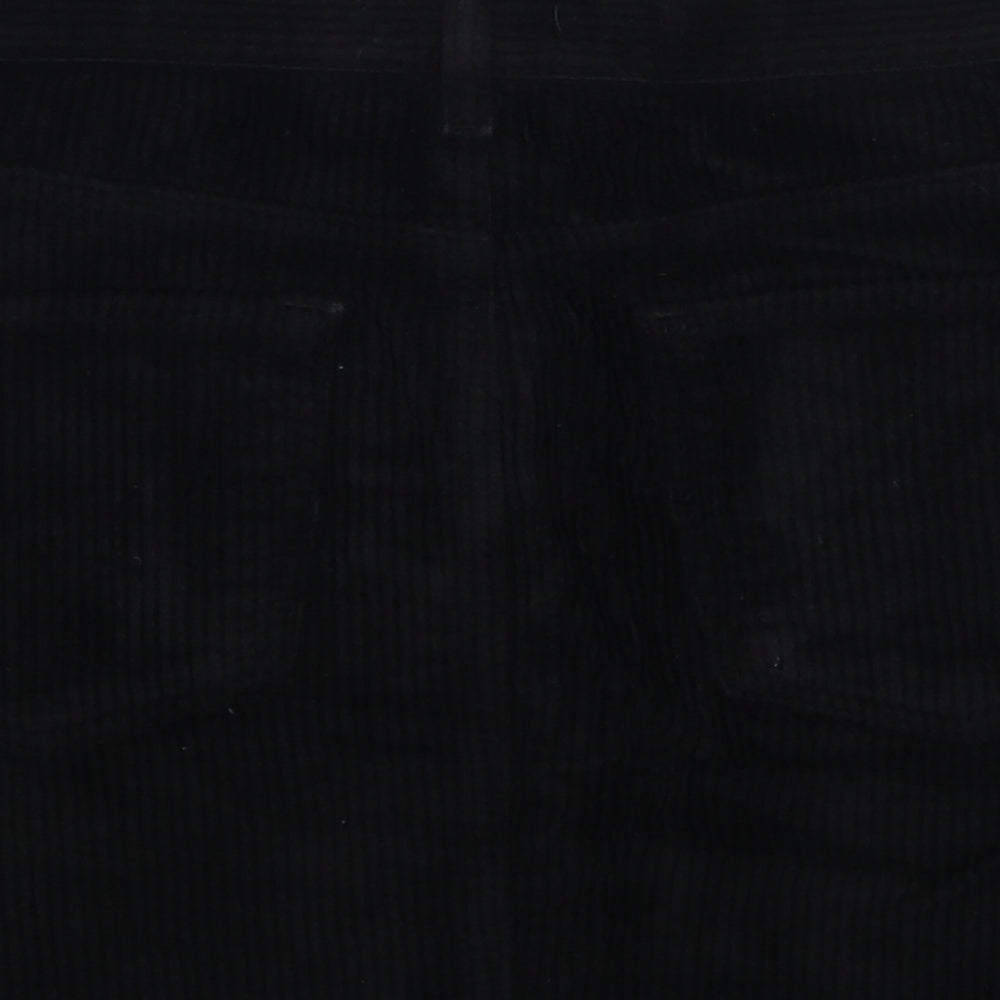Zara Womens Black Cotton Mini Skirt Size L Zip
