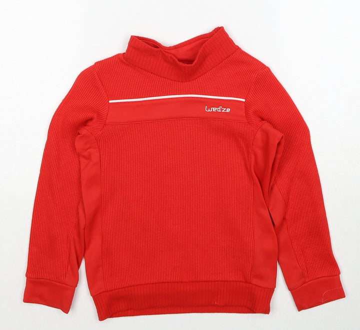 DECATHLON Boys Red Acrylic Pullover Sweatshirt Size 6 Years Pullover