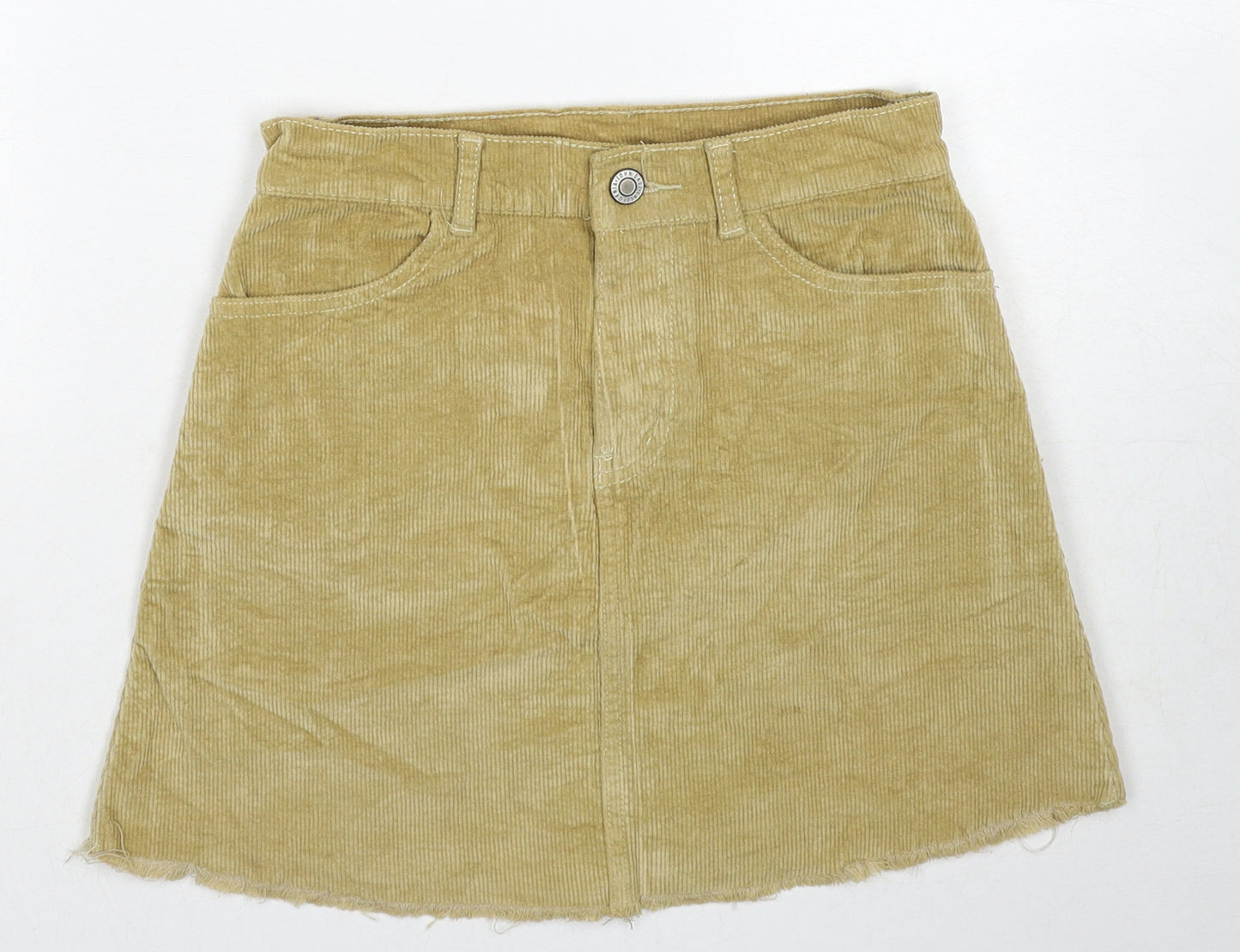 John Galt Womens Beige Cotton A-Line Skirt Size S Zip