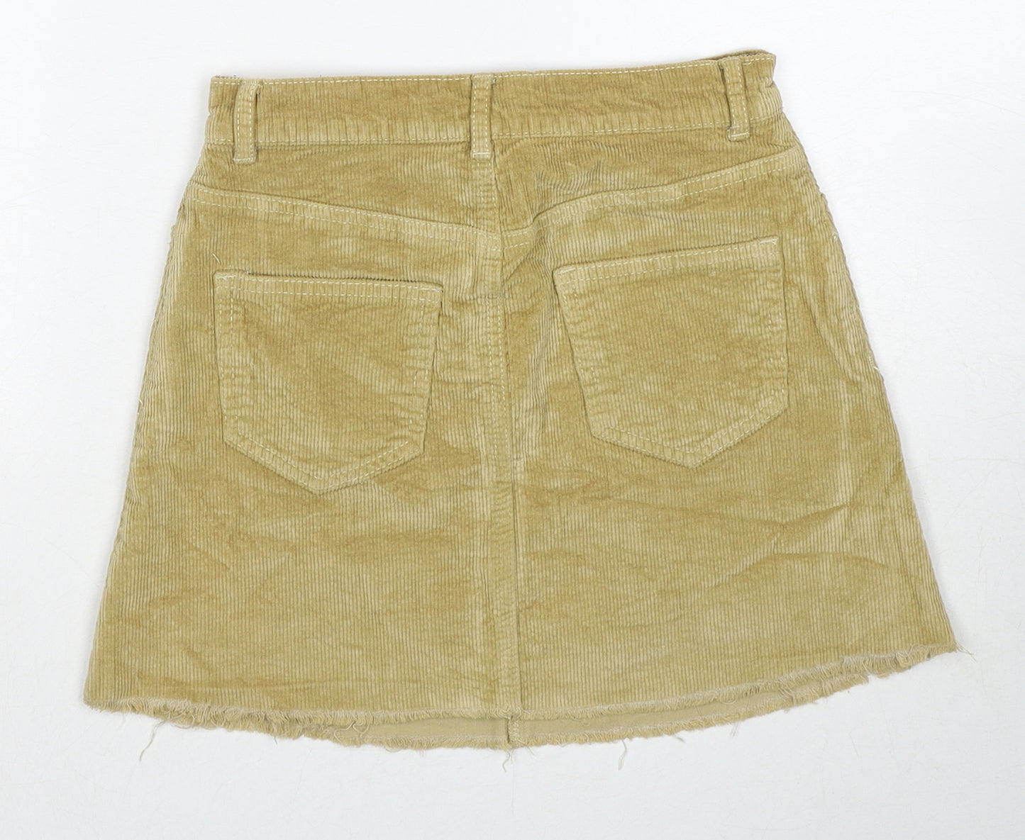 John Galt Womens Beige Cotton A-Line Skirt Size S Zip
