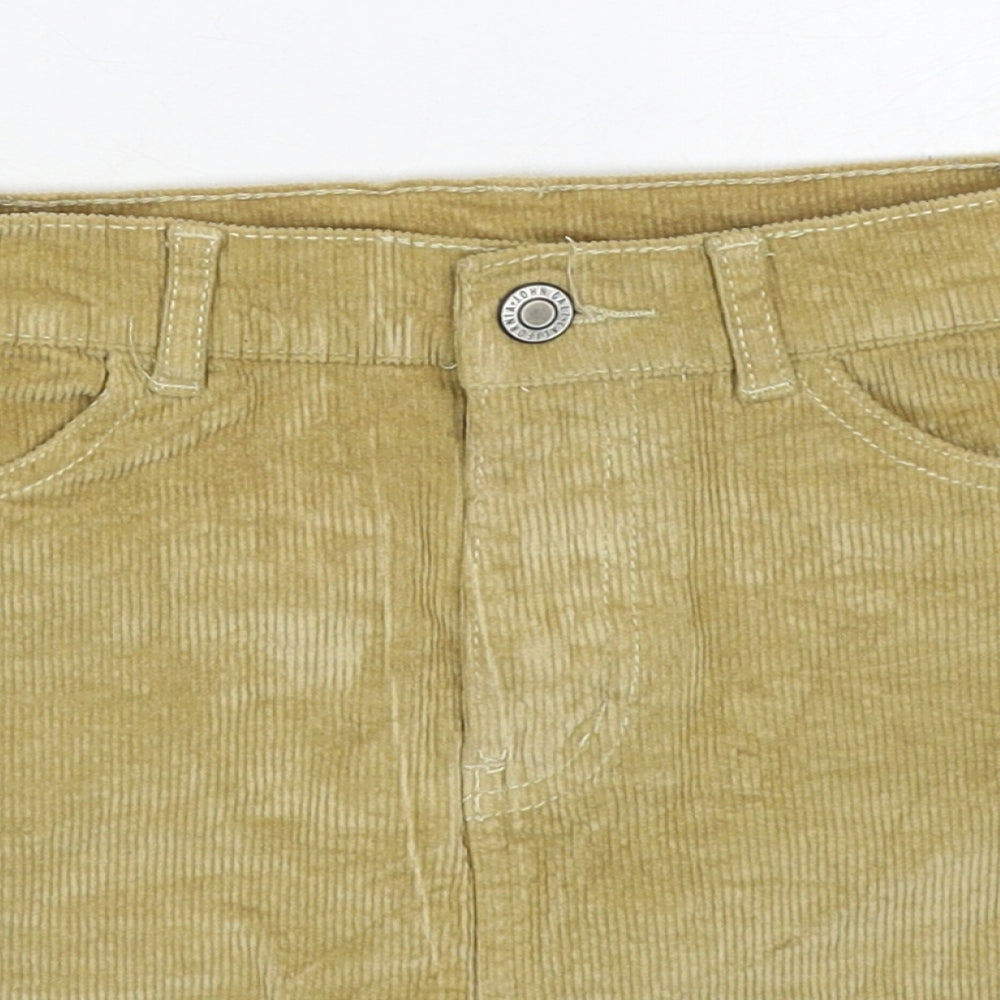 John Galt Womens Beige Cotton A-Line Skirt Size S Zip