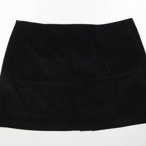 Tayfan Womens Black Cotton A-Line Skirt Size 38 in Button