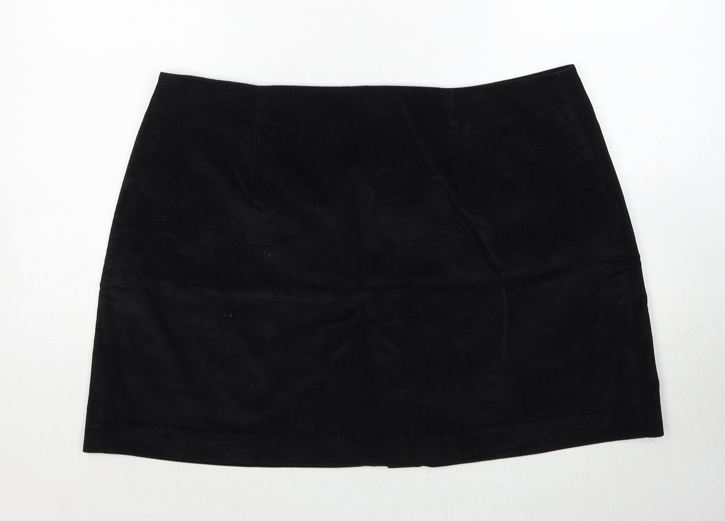 Tayfan Womens Black Cotton A-Line Skirt Size 38 in Button