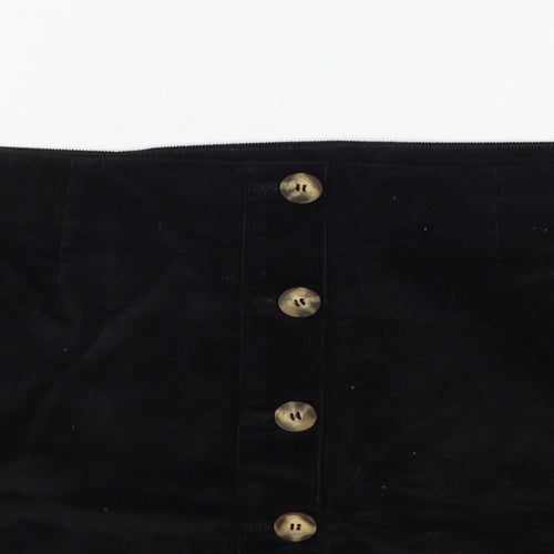 Tayfan Womens Black Cotton A-Line Skirt Size 38 in Button