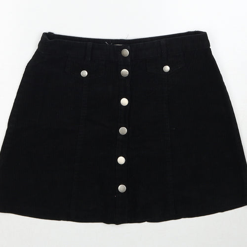 Cooperative Womens Black Cotton A-Line Skirt Size S Button