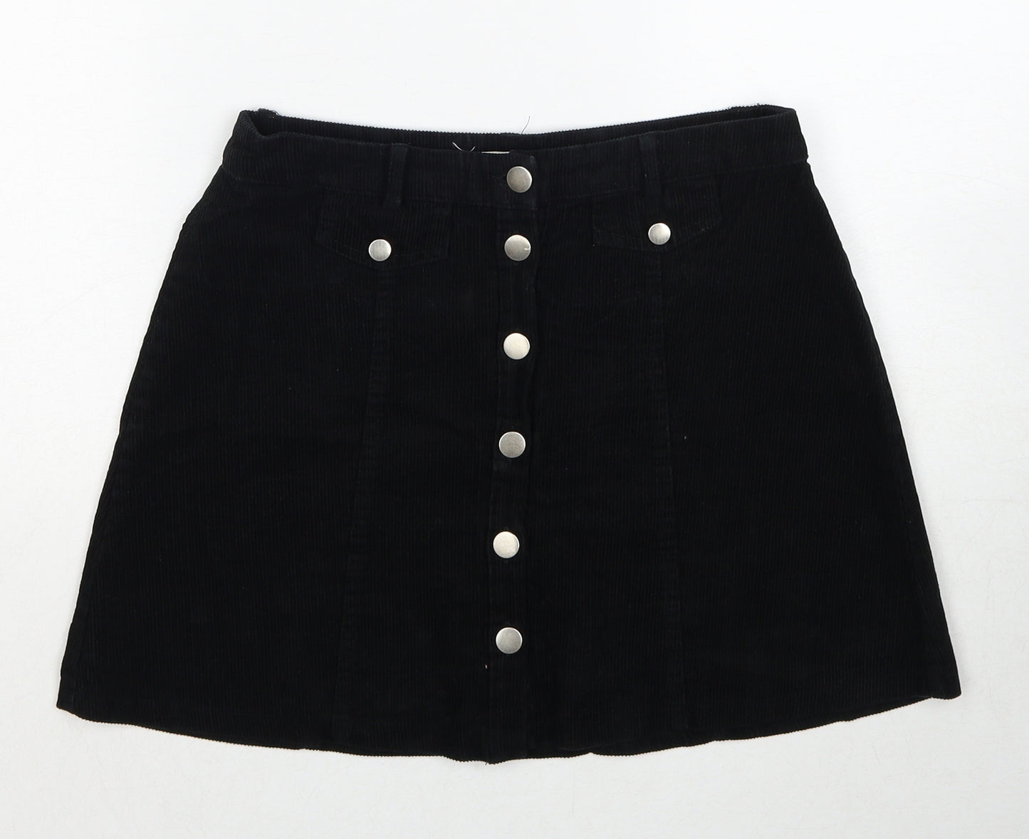 Cooperative Womens Black Cotton A-Line Skirt Size S Button