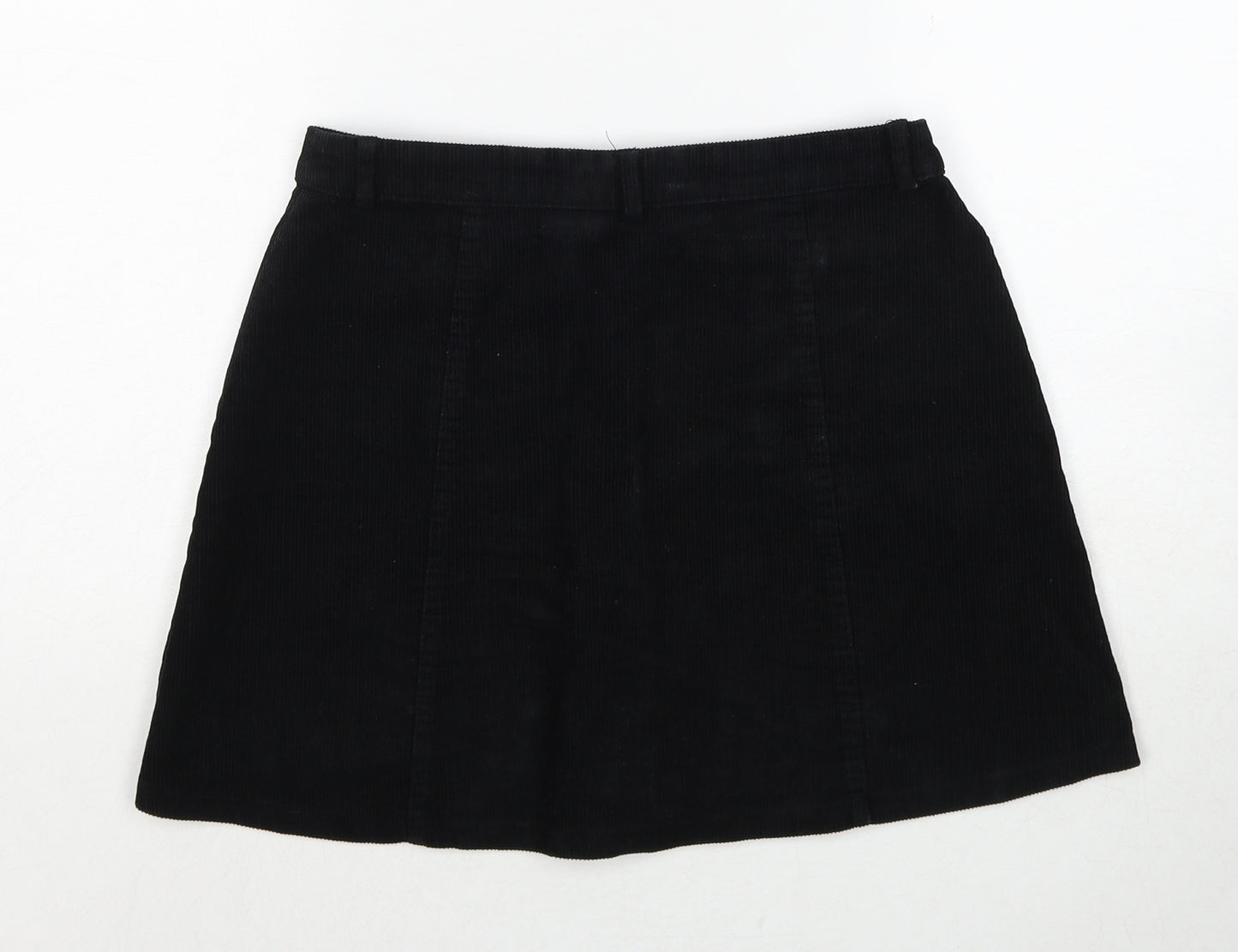 Cooperative Womens Black Cotton A-Line Skirt Size S Button