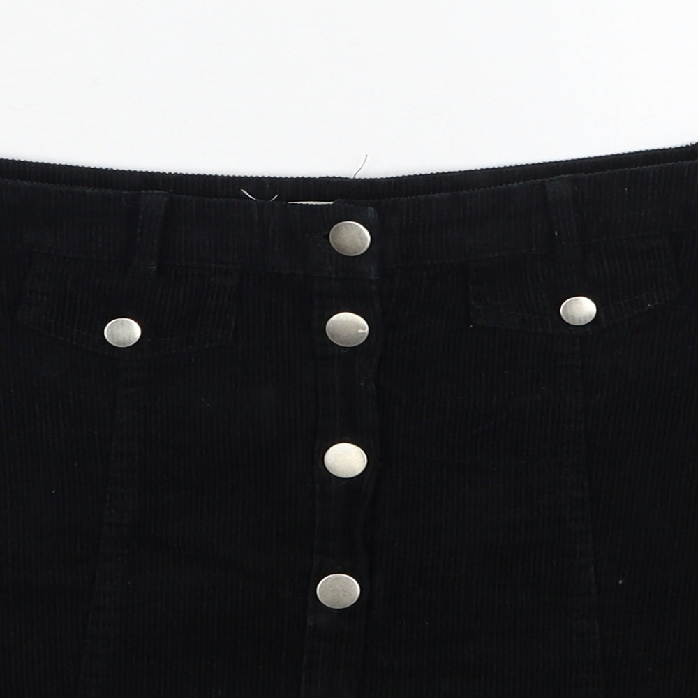 Cooperative Womens Black Cotton A-Line Skirt Size S Button