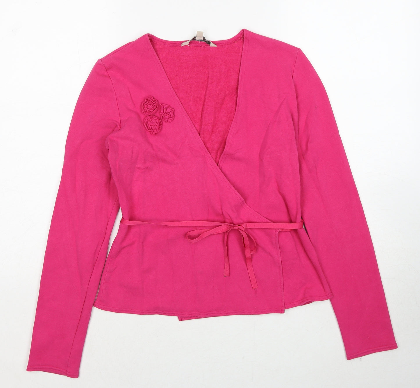 RW&CO Womens Pink Cotton Wrap Blouse Size M V-Neck