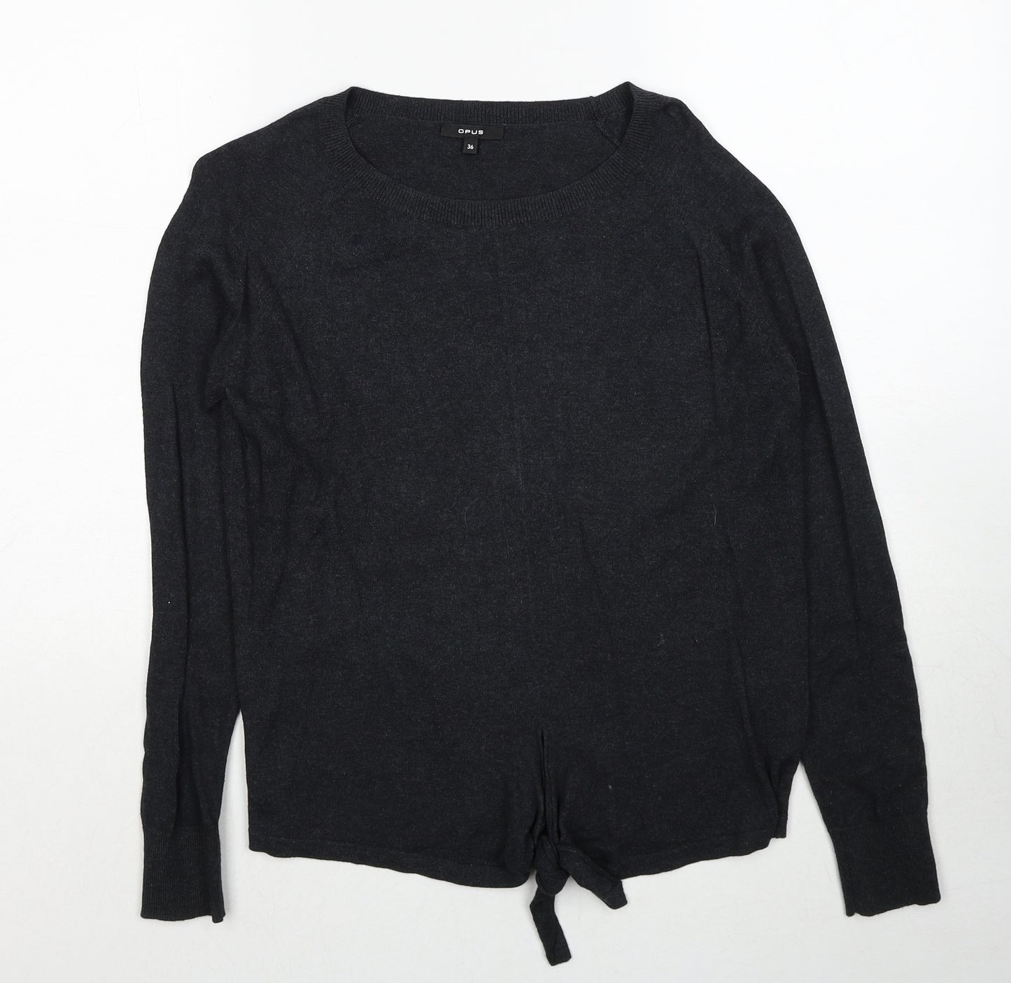 OPUS Womens Grey Round Neck Cotton Pullover Jumper Size 8