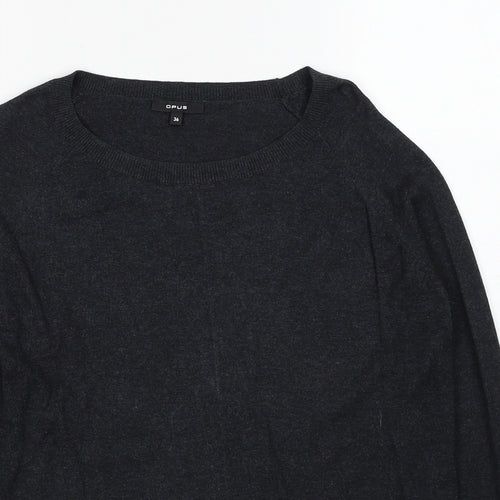 OPUS Womens Grey Round Neck Cotton Pullover Jumper Size 8