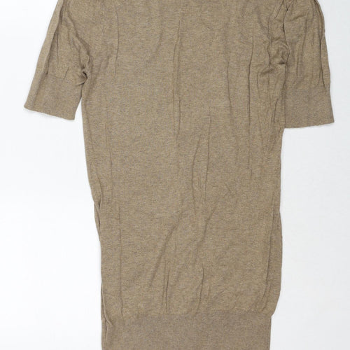 New Look Womens Beige V-Neck Cotton Cardigan Jumper Size 10