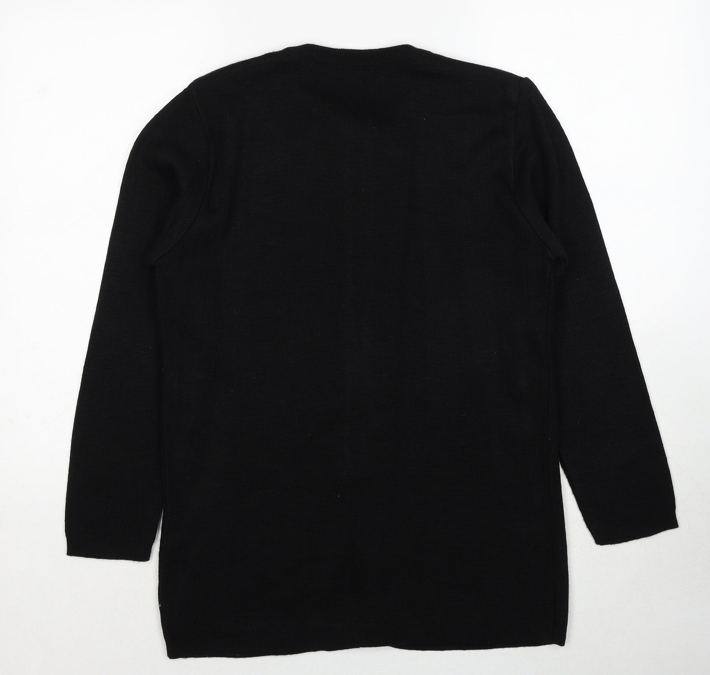 Bonmarché Womens Black Round Neck Acrylic Cardigan Jumper Size S