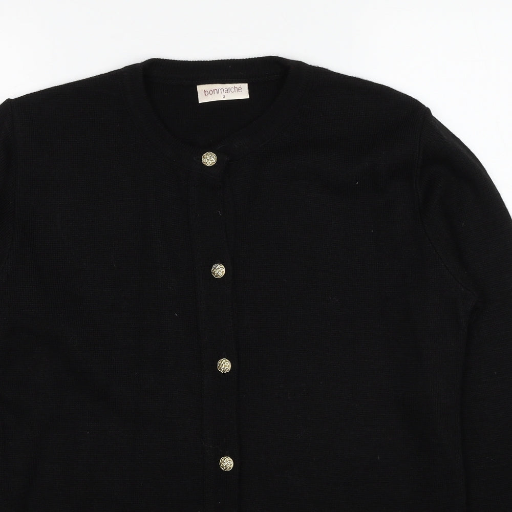 Bonmarché Womens Black Round Neck Acrylic Cardigan Jumper Size S
