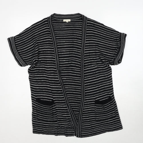 Silence + Noise Womens Black V-Neck Striped Acrylic Cardigan Jumper Size S
