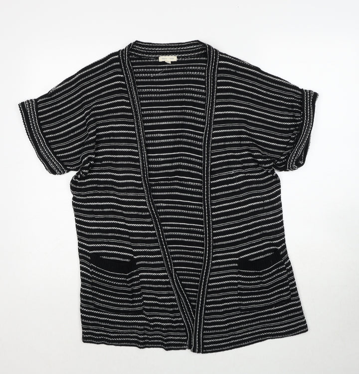 Silence + Noise Womens Black V-Neck Striped Acrylic Cardigan Jumper Size S