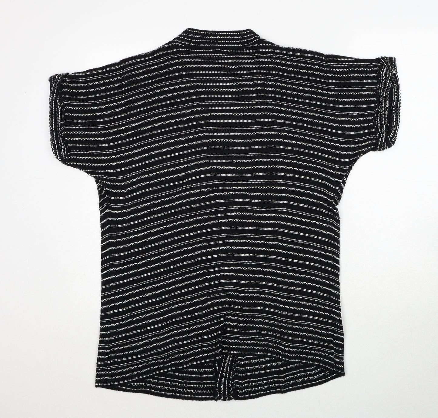 Silence + Noise Womens Black V-Neck Striped Acrylic Cardigan Jumper Size S