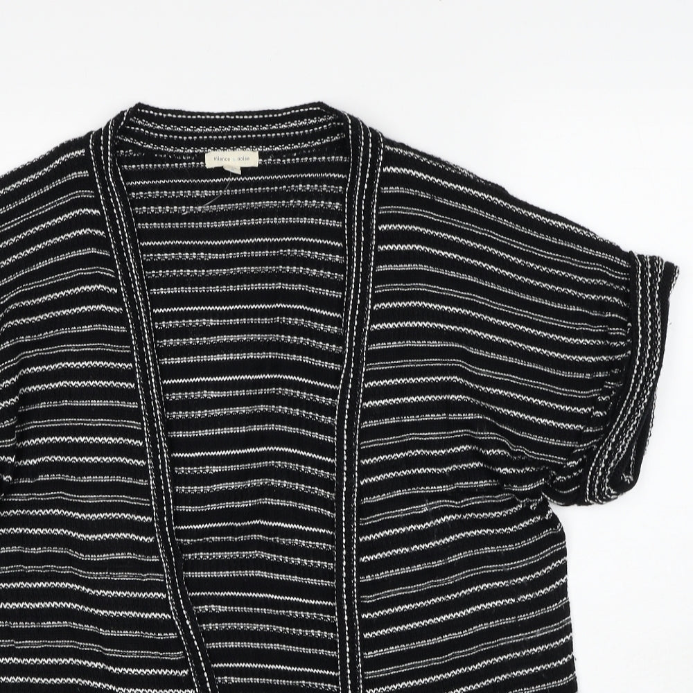 Silence + Noise Womens Black V-Neck Striped Acrylic Cardigan Jumper Size S