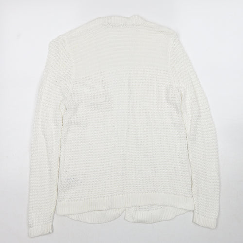 Marks and Spencer Womens White V-Neck Cotton Cardigan Jumper Size M