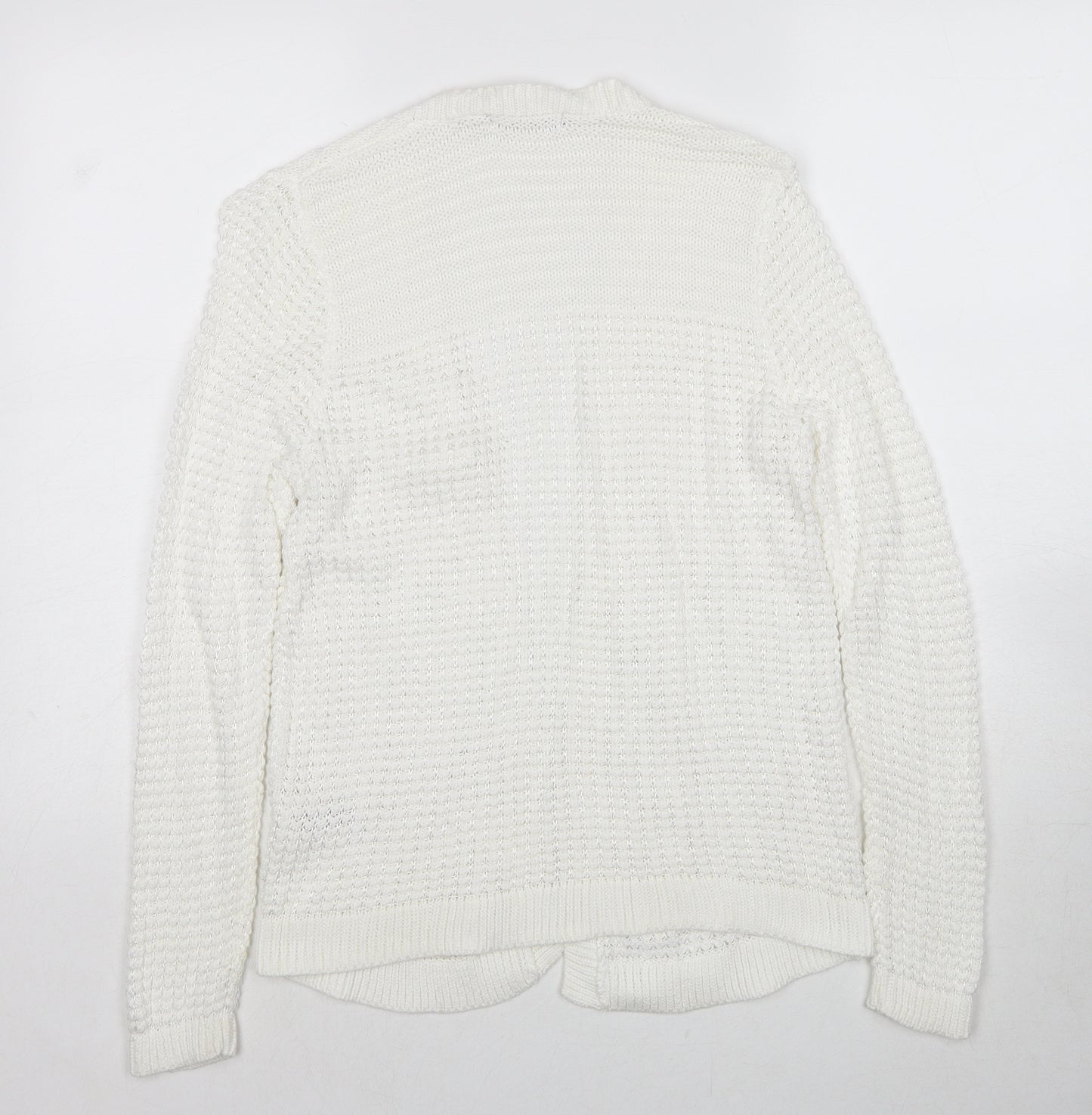 Marks and Spencer Womens White V-Neck Cotton Cardigan Jumper Size M
