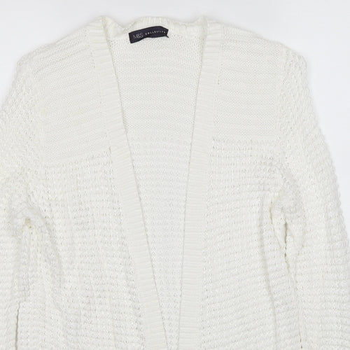 Marks and Spencer Womens White V-Neck Cotton Cardigan Jumper Size M