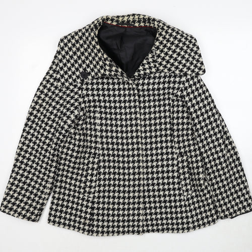 Mackays Womens Black Geometric Jacket Size 12 Button