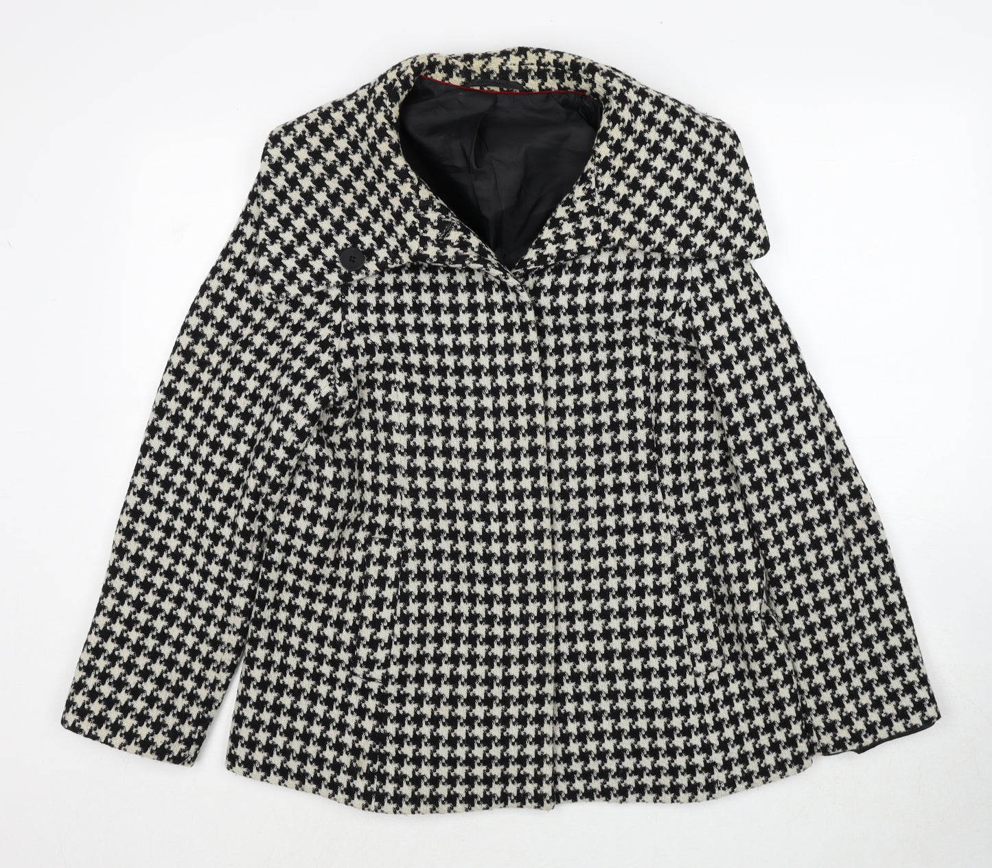 Mackays Womens Black Geometric Jacket Size 12 Button