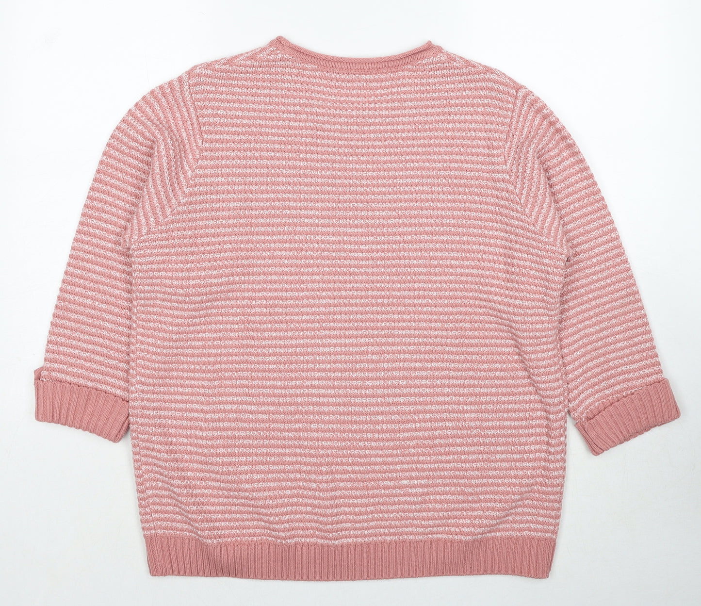 EWM Womens Pink Round Neck Striped Acrylic Pullover Jumper Size 18 - Size 18-20